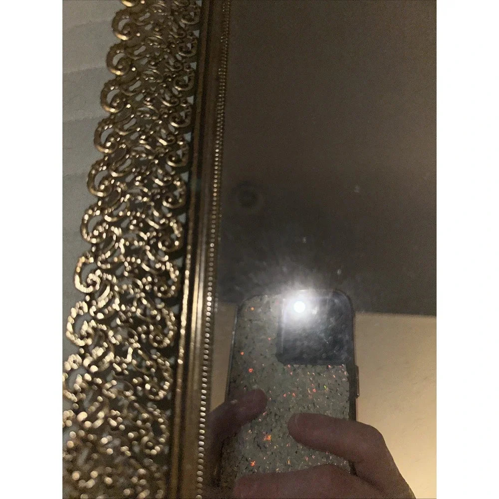 Vtg Filigree  Gold  Vanity Dresser Mirror Rectangle Stunning